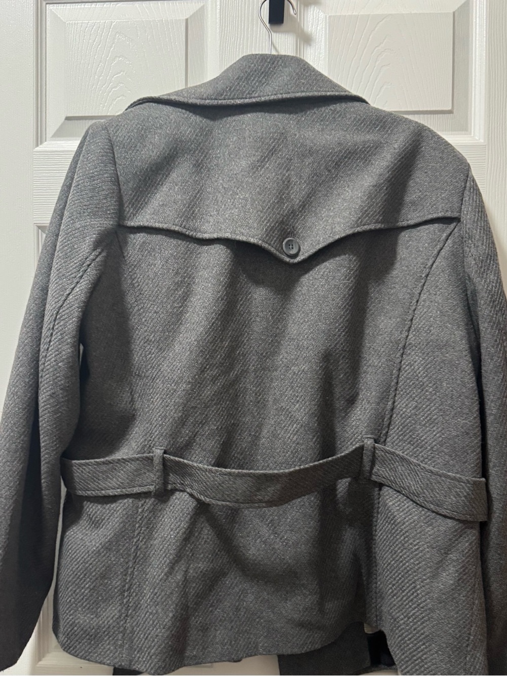Old Navy Gray Double-Breasted Pea Coat with Floral Lining - Picture 4 of 6